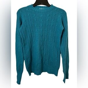 Paul Stuart Scottish Pure Cashmere Teal Crewneck Sweater